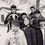 Circa 1950s at Braeholm on Buffalo Creek outside of Man - L-R front: James Dickerson, Carol Glass front center, Mary Dickerson far right. Middle row: ??. Back: James and Jerry Johnson. Courtesy of Paula Solar. Circa 1950s photo of Kids playing at Braeholm on Buffalo Creek< Logan County, WV