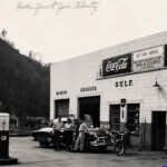 Buffalo Garage in Kistler - date unknown. As per Randy Jones, "My grandfather owned the Gulf station in Kistler from 1945 till he passed in 1972." There are 5 people in this photo. Across the top is written "Roda, Janet, Joe, Shorty." Courtesy of Paula Solar. Photo of the Buffalo Garage at Kistler, Logan County, WV