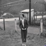 1956 photo of Thelma Hosea at Braeholm on Buffalo Creek outside of Man, Logan County, WV.