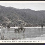 Postcard showing 1908 flooding of Logan, WV. (Digitally restored.) Postcard showing 1908 flooding of Logan, WV.