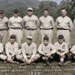 (Digitally Restored.) 1929 Merrill Baseball Club pennant winners - Logan Industrial League. My father, Ernest B. “Cotton” Craddock, is in the front row, 3rd from the left. Courtesy of Emily Anne Craddock Cooper. Photo of 1929 pennant winners - Logan Industrial League, Logan County, WV.