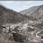Stowe and the Long Flame Coal Co. tipple - circa 1920 - the houses that survived into the 1940s were demolished to make way for the Guyan Eagle No. 4 tipple. Courtesy of Paula Solar. Digitally restored. Stowe and the Long Flame Coal Co. tipple - circa 1920, Logan County, WV.