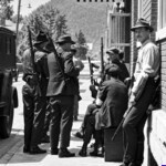 Photo of armed anti-union deputies outside the Aracoma Hotel, Logan, WV, during the 1921 Battle of Blair Mountain.