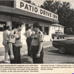 Logan Banner clipping about an incident at the Patio Drive-Inn at Chapmanville. Courtesy of Dwight Williamson. Photo of the Patio Drive-Inn newspaper clipping at Chapmanville, WV where a disturbance occurred.